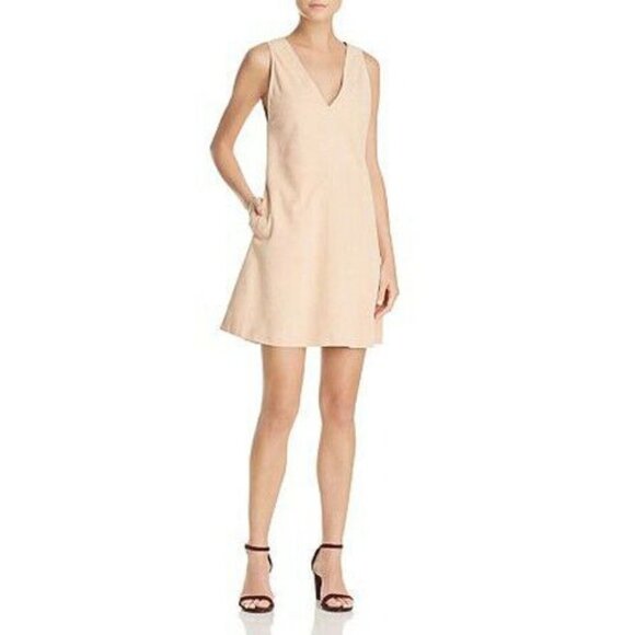 Theory NWT Suede Dress Solid Shift Sleeveless Light Melon Leather 00 0 P - Picture 1 of 5